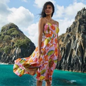 FARM RIO LILAC BEAKS AND BANANAS DRESS